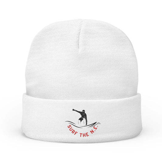 Surf the N.E. Knit Beanie - Cozy Embroidered Winter Hat for Surf Lovers